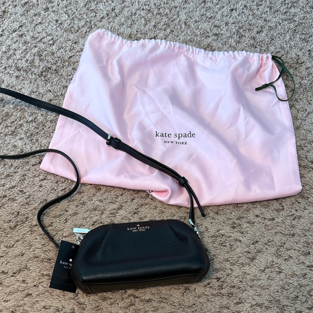 Brand New Kate Spade Black Leather Crossbody Bag